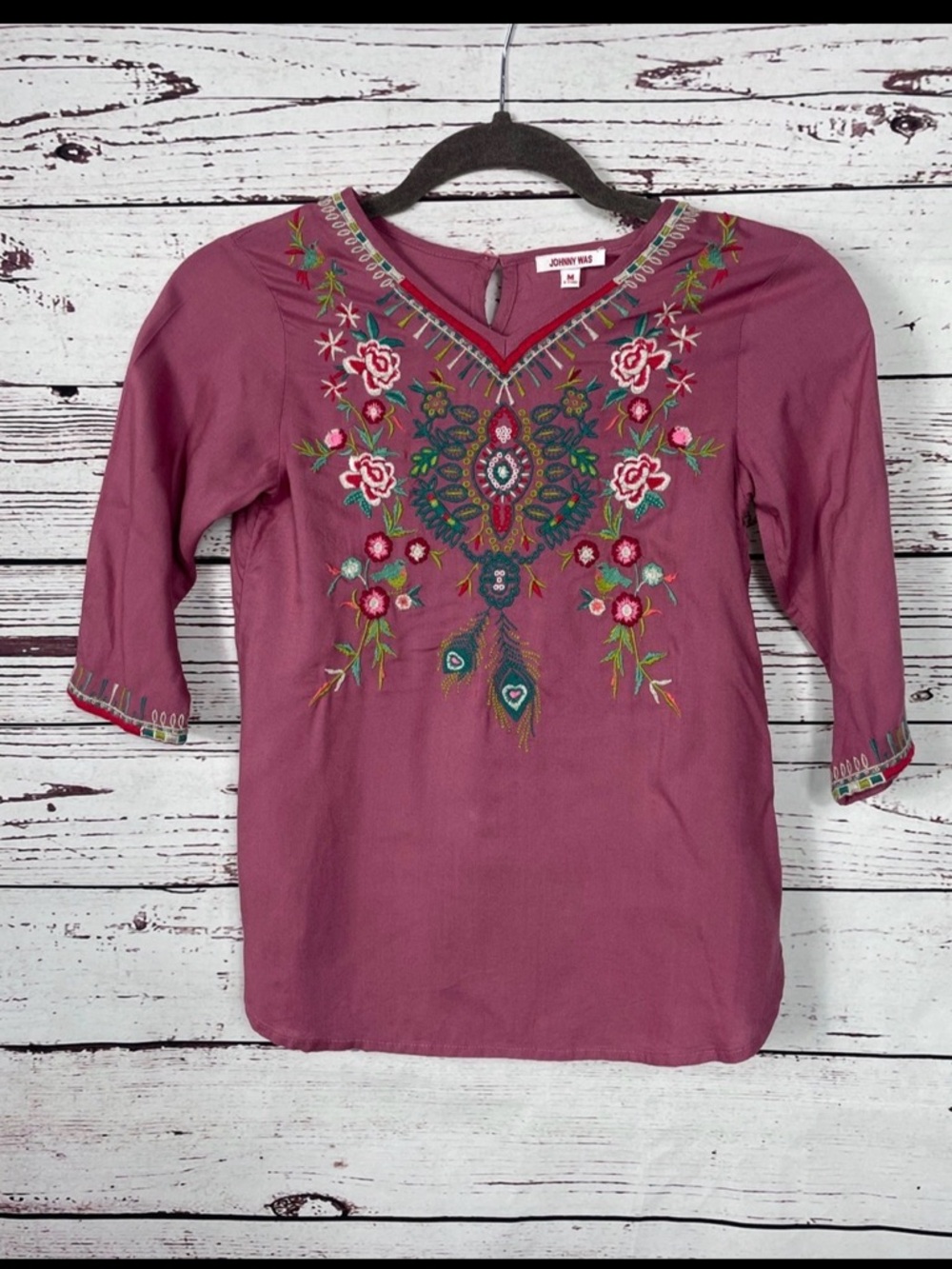 Johnny Was Embroidered‎ Boho Tunic Top Floral Peasant Medium 6-7Y
